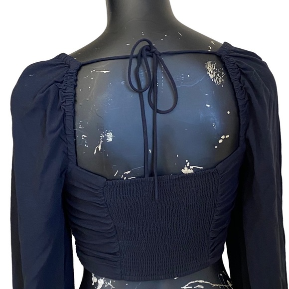 Urban Outfitters Black Cropped Peasant Top - Picture 5 of 7